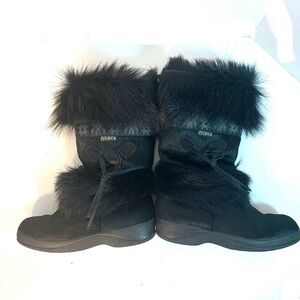 TECNICA Skandia Black Fur Apres Ski Cold Weather Snow Boots